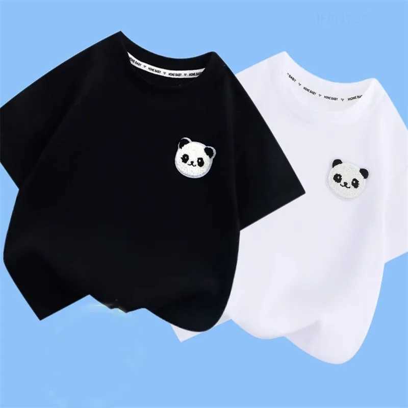 Summer Children Clothing Korean Short Sleeved Boys Girls Baby Short Sleeved T-shirts Pure Cotton Toddler Kids Cartoon Panda Top T250603