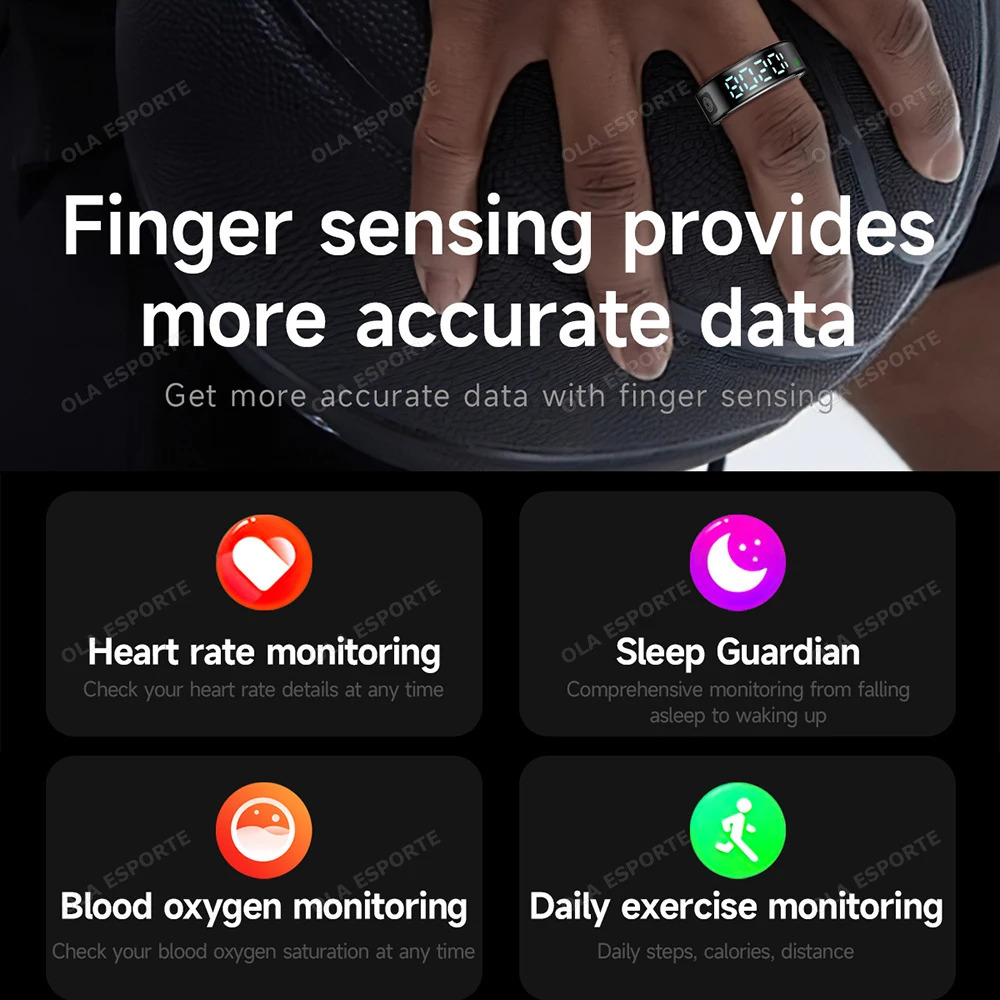 2025 For Galaxy Ring Smart Touch Disaply Screen Gesture Video Health Monitor Waterproof SmartRing Men Women 250603