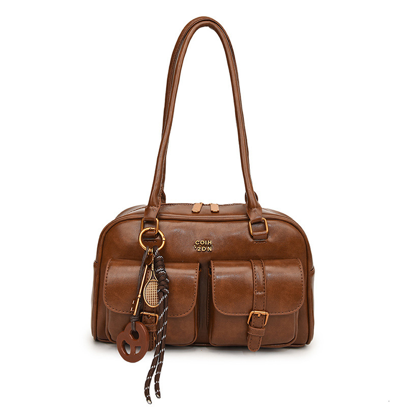 Top brand high-quality new free designer bag high-end retro large capacity bag 2025 new fashionable bowling bag one shoulder armpit handbag new free d