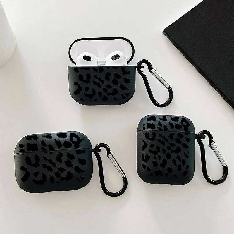 Black Leopard Print Earphone Pro 2/Pro Silicone Protective Cover for Apple 4 1/2 3 Case