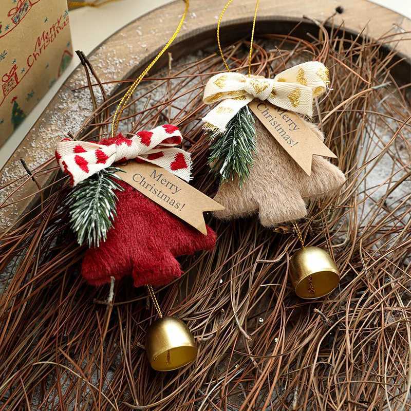 Christmas Bell Pendant Nordic-style Felt Fabric Christmas Tree Bell Decoration Door Handle and Rearview Mirror Decoration GiftsXJ250602
