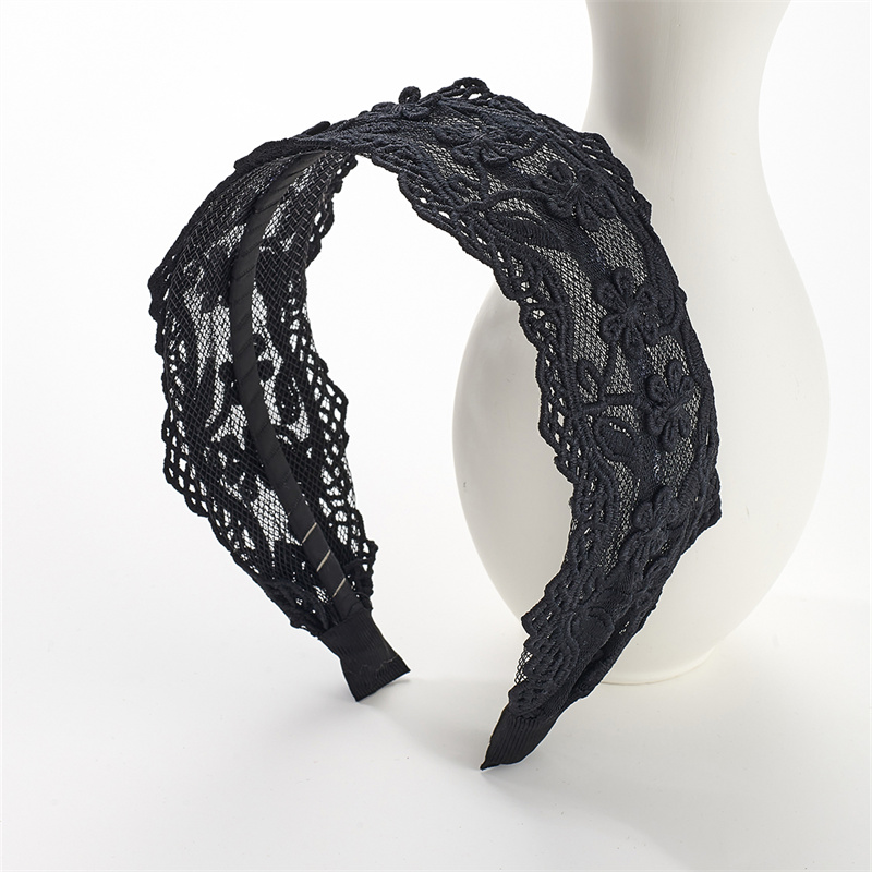 Chopped hair headband female wide lace flower hair band headdress sweet Mori girl system pressed hair wider hair bands headwear