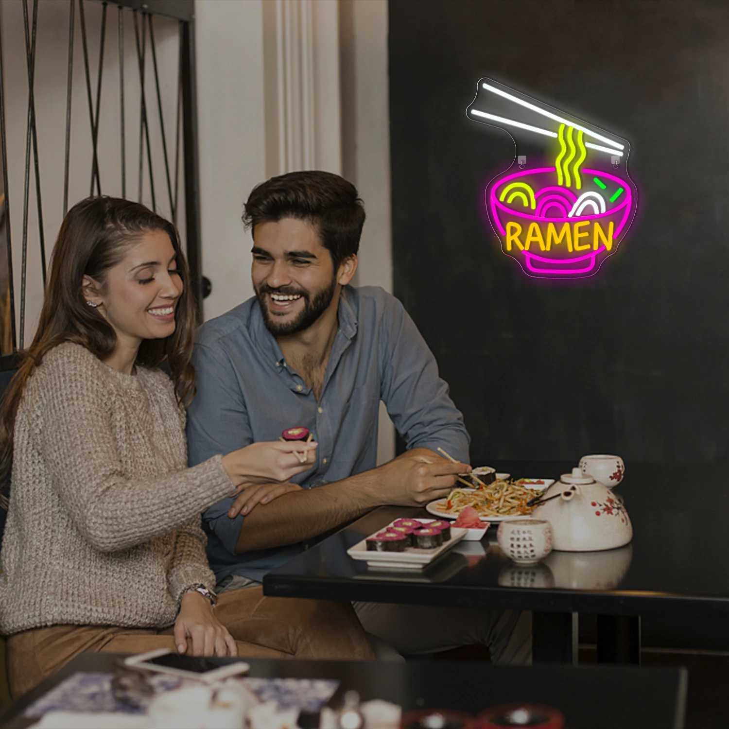 Ramen Neon Sign USB Dimmable Neon Lights for Restaurant Japanese Noodle Shop Bar Kitchen Dining Room Party Business Wall Decor XJ250602