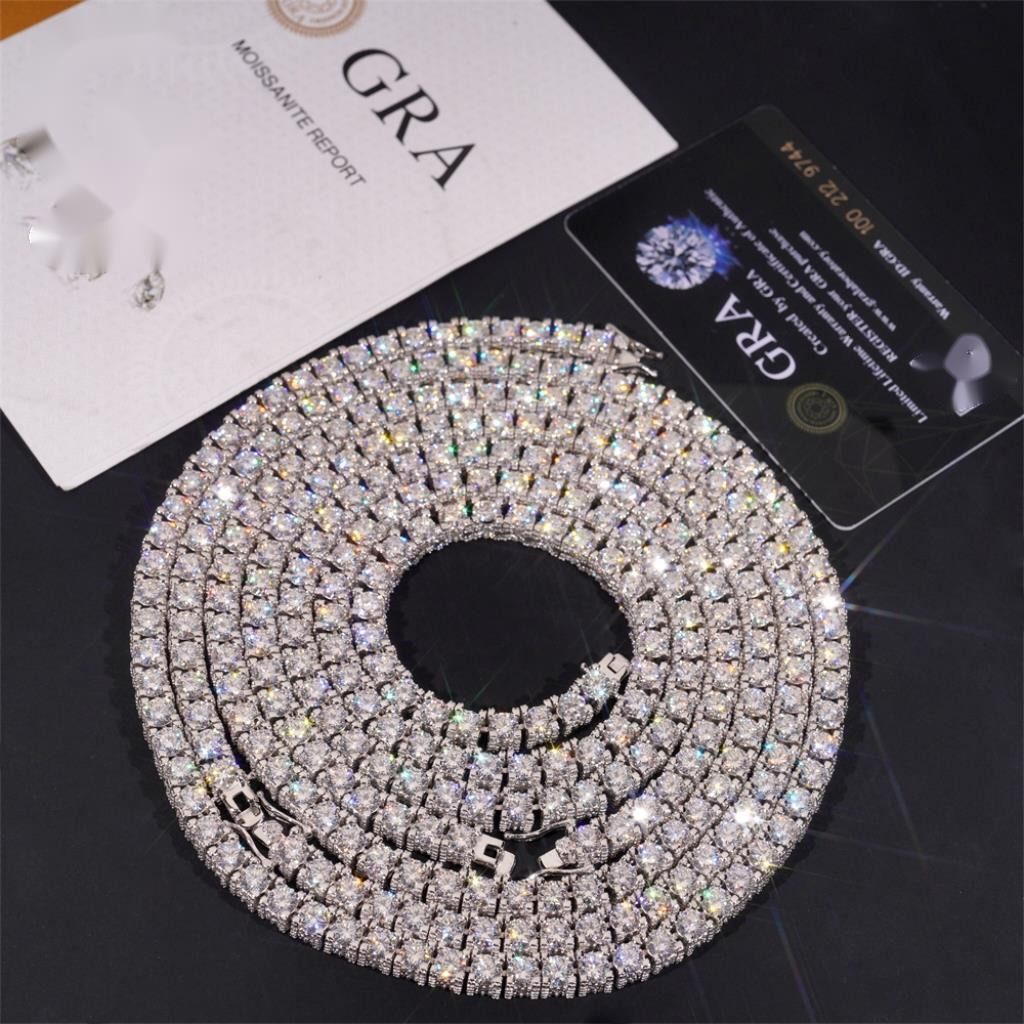 New Arrivals Iced Out Double Sides Hip Hop 925 Sterling Silver VVS1 5mm 6.5mm Moissanite Diamond Cluster Tennis Chain Bracelet