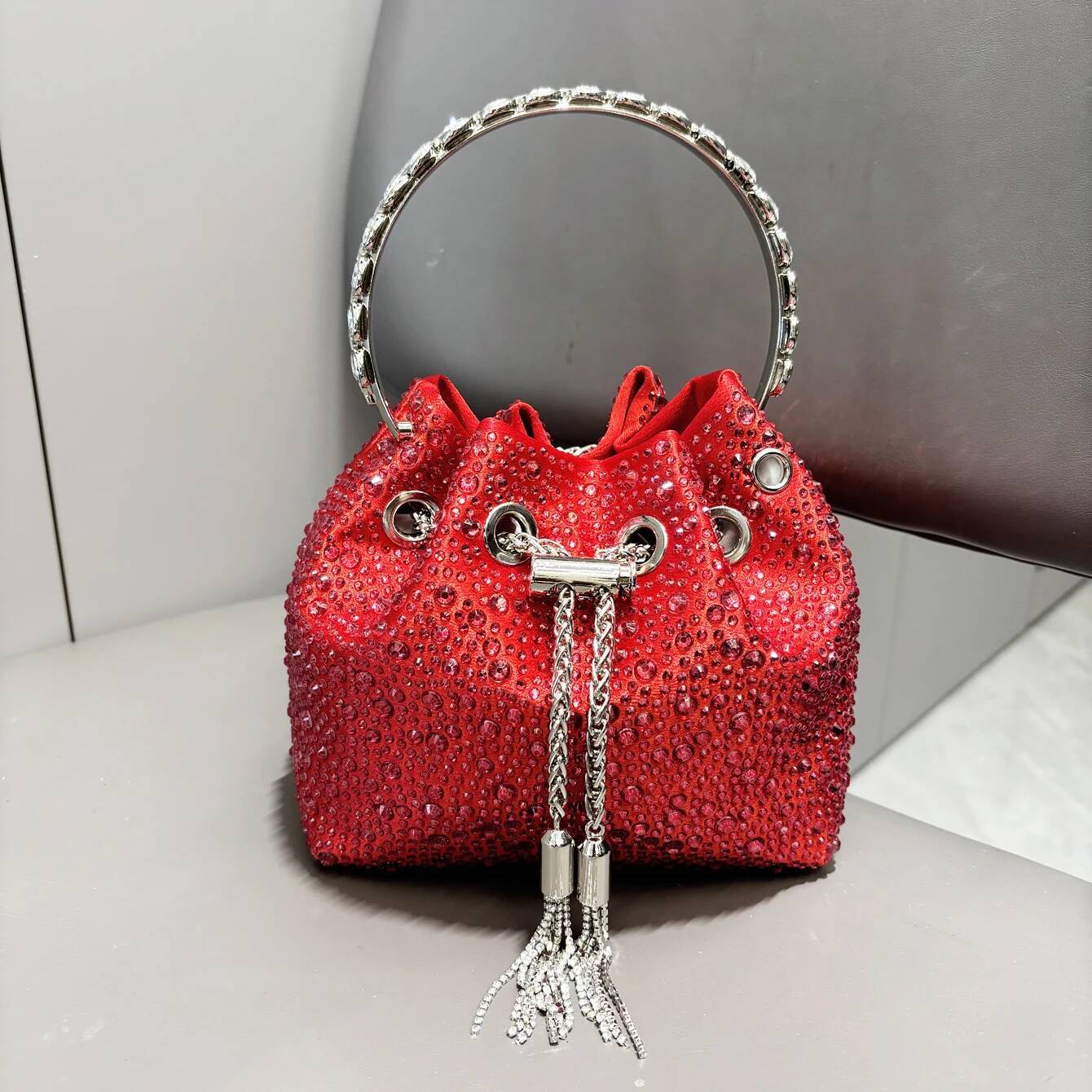 Handle Rhinestones Evening clutch Bag Purses and handbag Designer shoulder Shiny Crystal Clutch purse bucket bag