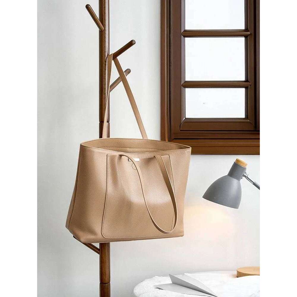 Korean Style Women Shoulder 100% Genuine Leather Large Capacity Tote Bag Commuter Design Women's Handbag Female Bag