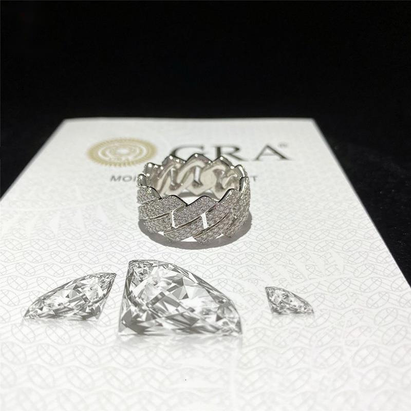 White Gold Plated 925 Silver Cuban Ring Moissanite Diamond Jewelry for Women Iced Out Engagement Ring Charms Online Ring Store