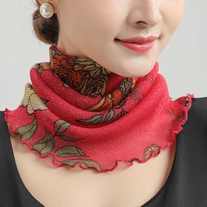 Spring Summer Chiffon Neck Collar Scarf Women Head Thin Sunscreen Variety Small Silk Anti-UV Scarf Mask Multi-Function Scarf W250602