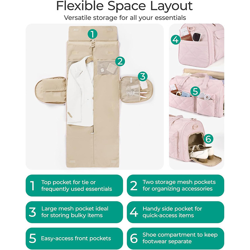 New Convertible Clothing Suit Carry-on Travel Duffel Bag with Shoe Compartment