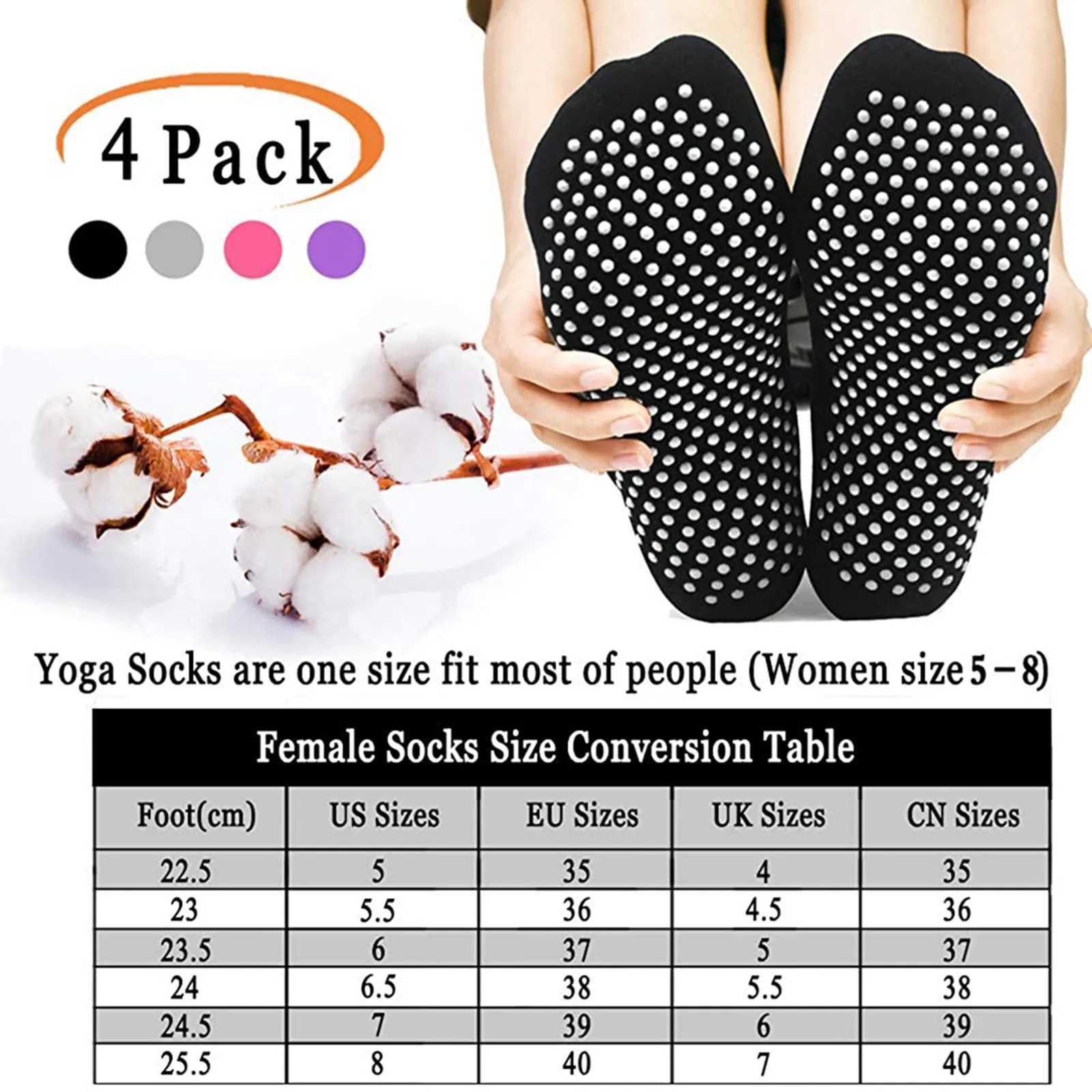 4 Pairs Slip Socks Non Slipper Yoga Trampoline Socks With Grips Sticky Home Athletic Socks For Adult Women T250602