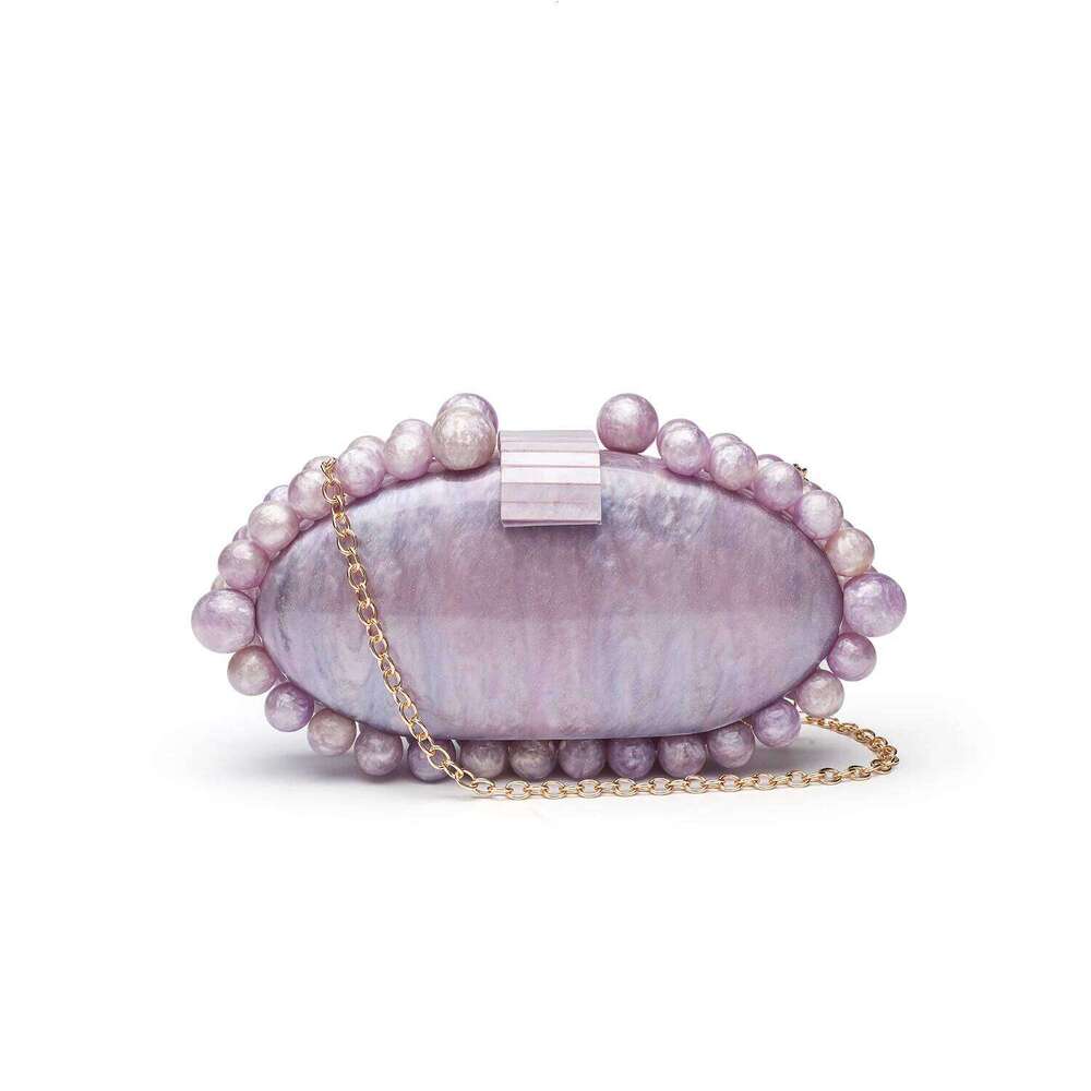 Pearl White Elegant Marble Acrylic Clutch Bag - Minimalist Women's Shoulder Crossbody Evening Purse for Dinner Party -