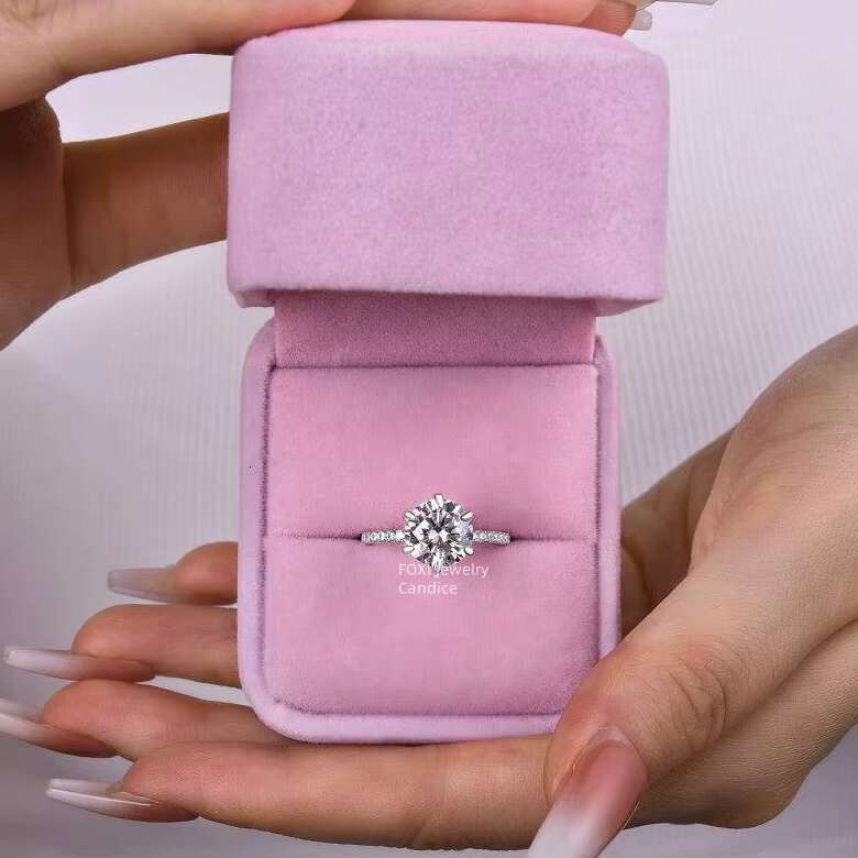 Hot Sale Valentines Day Classic Six-Claw Moissanite Ring S925 18K Gold Inlaid High Quality Classic Jewelry