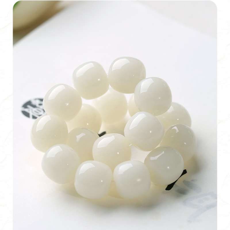 Natural Bodhi white jade Bodhi root bracelet,Bodhi Seed,wuxing implied meaning Wisdom Integration, Cosmic Alignment