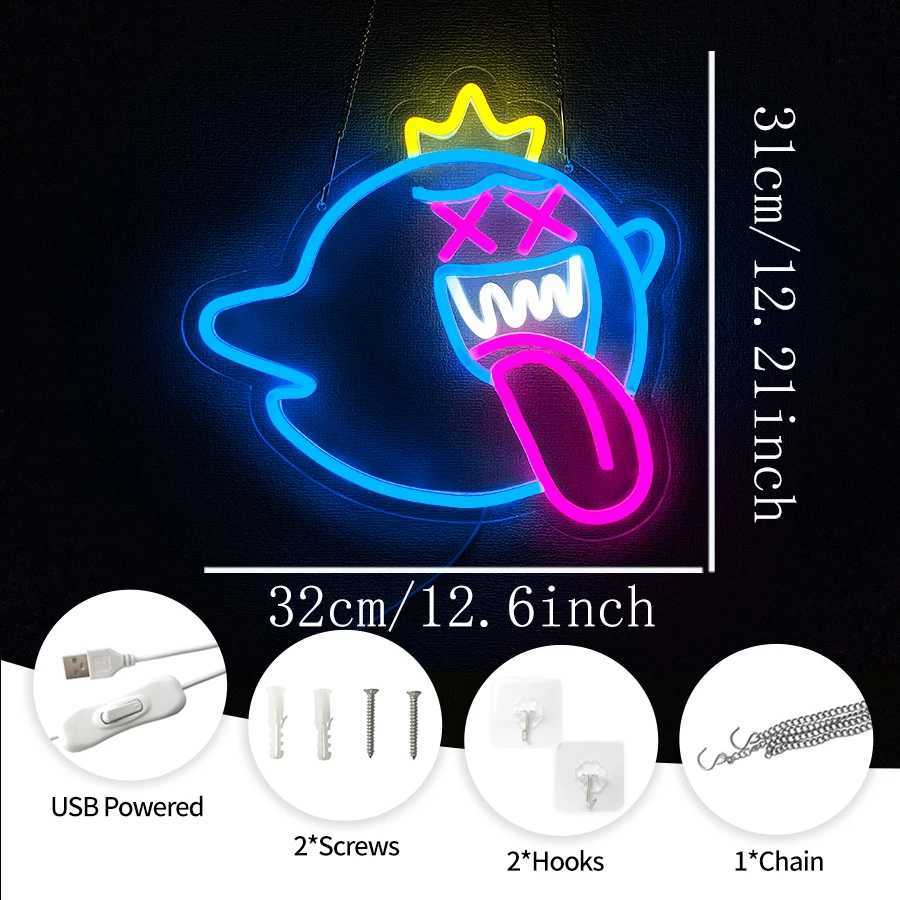 Ghost Led Neon Sign Retro Arcade Wall Aesthetic Operation Light Usb Powered Used For Bar Club Game Room Family Party Decor XJ250602