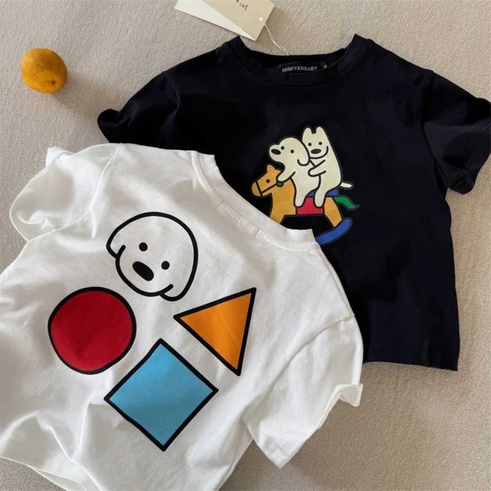 Childrens Short Sleeves Squinting Eyes New Summer Products Boys and Girls Cartoon Puppy Short Sleeves T250603