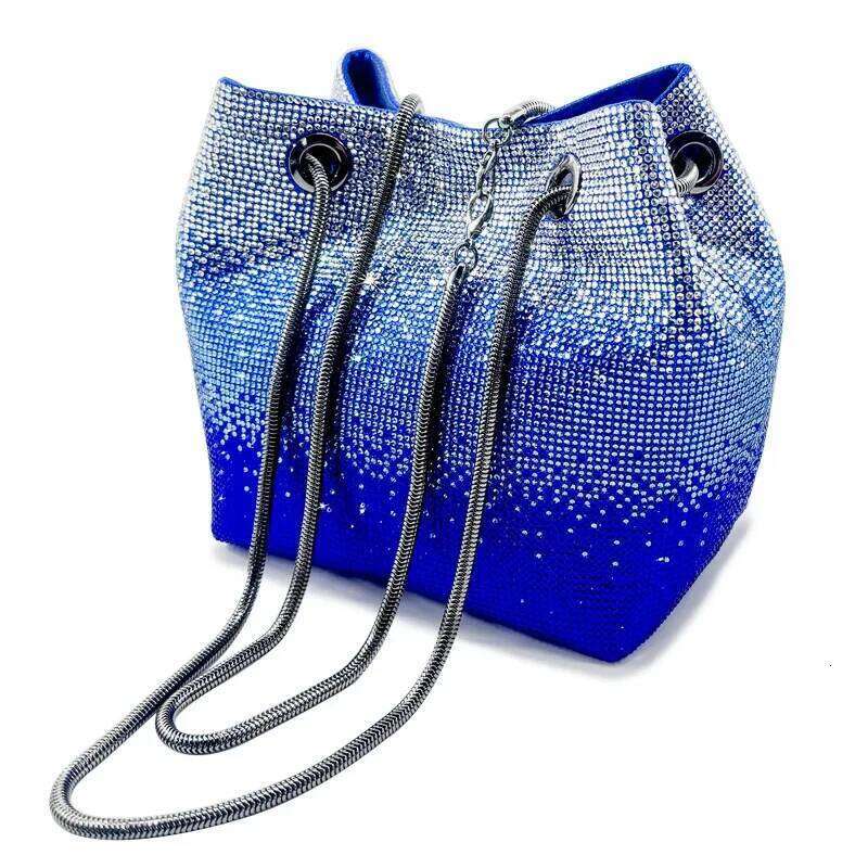 Cross-Border Bucket Bag Wedding Banquet Water Multicolor Gradient Color Dia Handbag Women's Evening Chain Sh