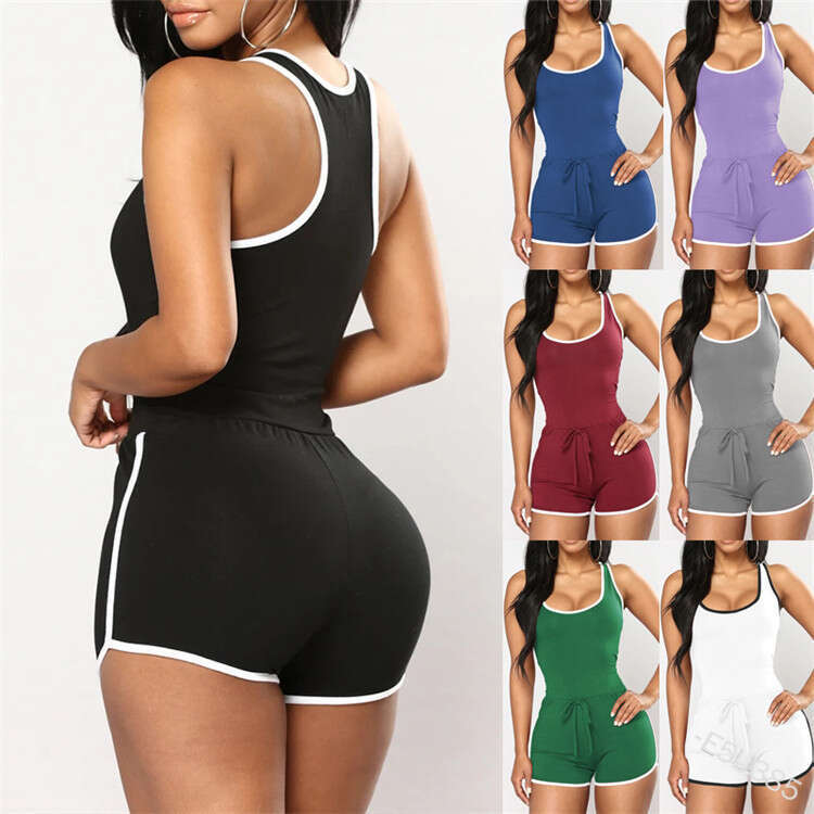 Sexy One-Piece Swimsuit Women's Solid Color Boxer Bikini Swimwear B5