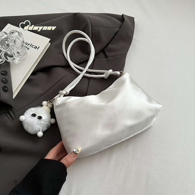 Korean Style Elegant Glossy Satin Underarm for Women 2024 Spring Summer New High-end Fashion Casual Shoulder Small Bag ddmynov