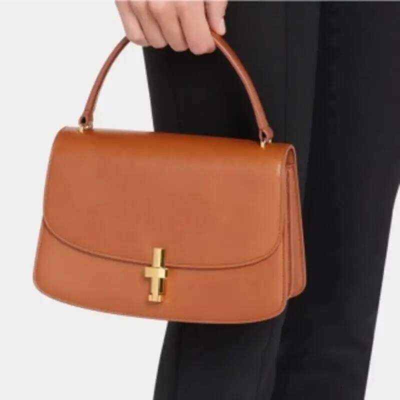 Market New Simple Solid Color Women's High Quality Cowhide Material Flap Wrist Bag Handbag Fashionable And Casual