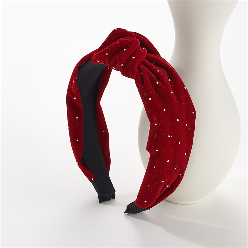Modern velvet advanced sense of rhinestone knot wide side headband female high-grade hairpin show face small headwear