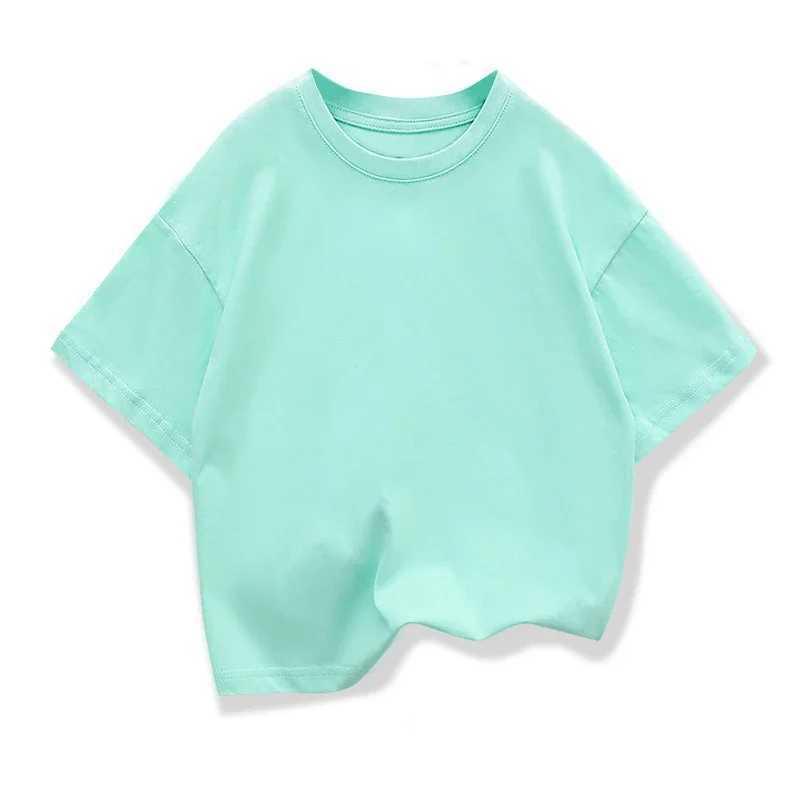Kids Drop Shoulder Short-sleeved T-shirt Summer New Pure Cotton Round Neck Loose Bottoming Shirt Student Sportswear 2-10Y T250603