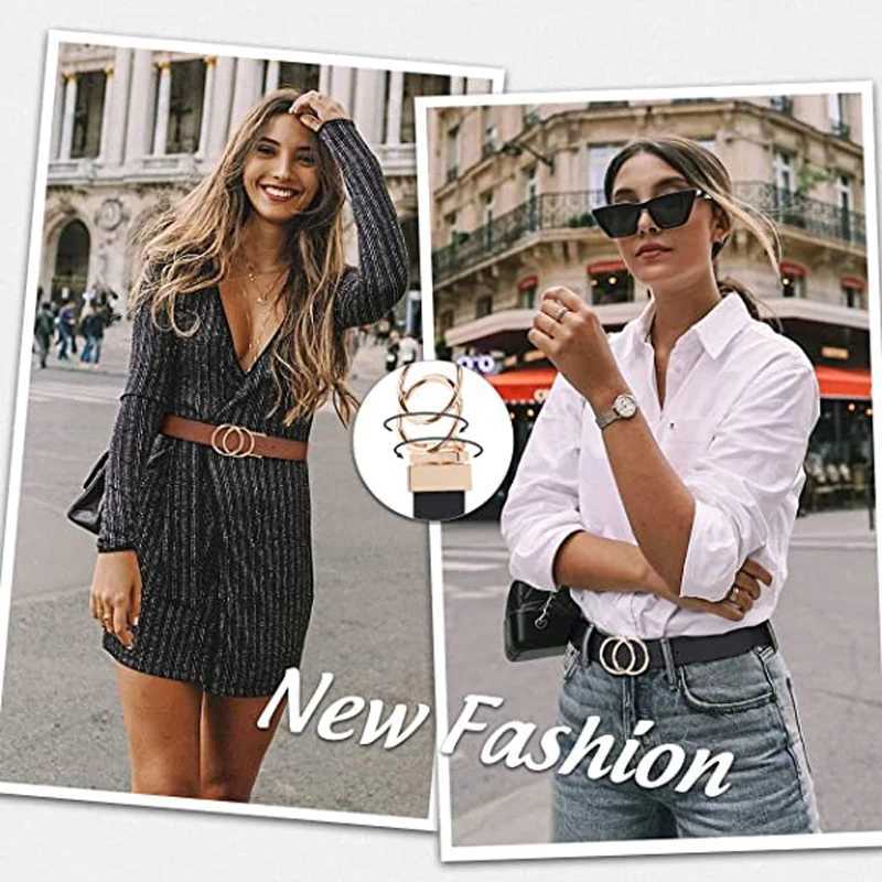 Women Leather Reversible Belt Double O Ring Rotate Buckle Two Side Waist Jeans Dress By Beltox Fine XJ250602