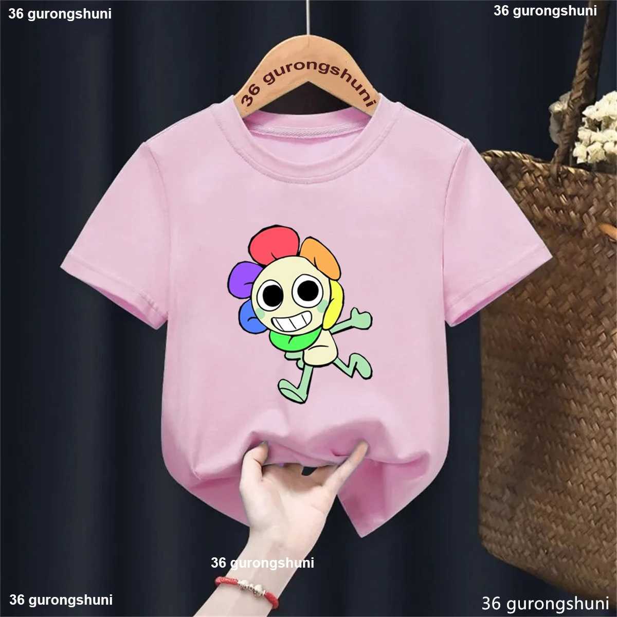 2025 New Dandys World Print T-shirt Crew Neck Short Sleeve Tees For Girl Summer Gift Toddler Cute Cartoon T Shirt Kids Clothes T250603