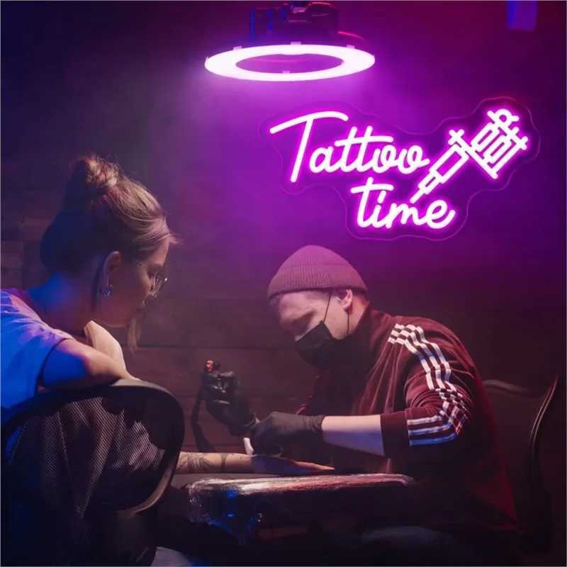 Tattoo Time Neon Light Tattoo Salon Studio Home Wall Art Decor Room Decoration LED Sign Signboard Tattoo Shop LED Light SignXJ250602