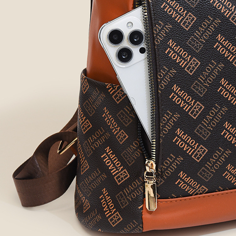 Free Shipping Outdoors Backpack Designer Bag Fashion Printed Letter Bag Round Buckle Retro Casual Crossbody Shoulder Bag PU Student School Bag