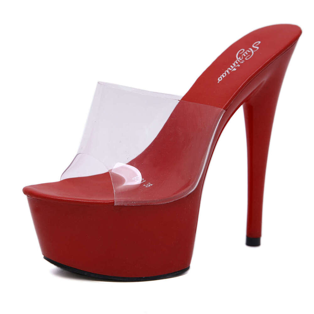 Super High Heels Autumn Nightclub Sexy Women's 15Cm Shoes Waterproof Platform Roman Peep Toe Elegant Super High Heel Slippers Platform High Heels