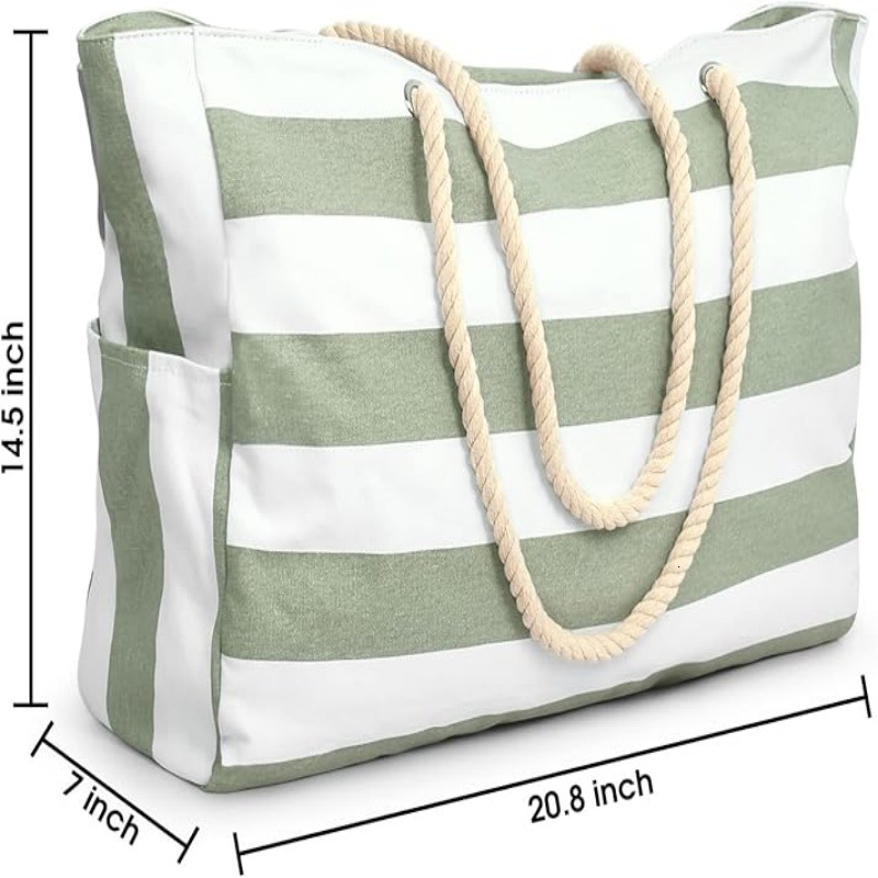 Tote Waterproof Foldable Women's Beach Large Capacity Portable Handheld Storage Bag Striped