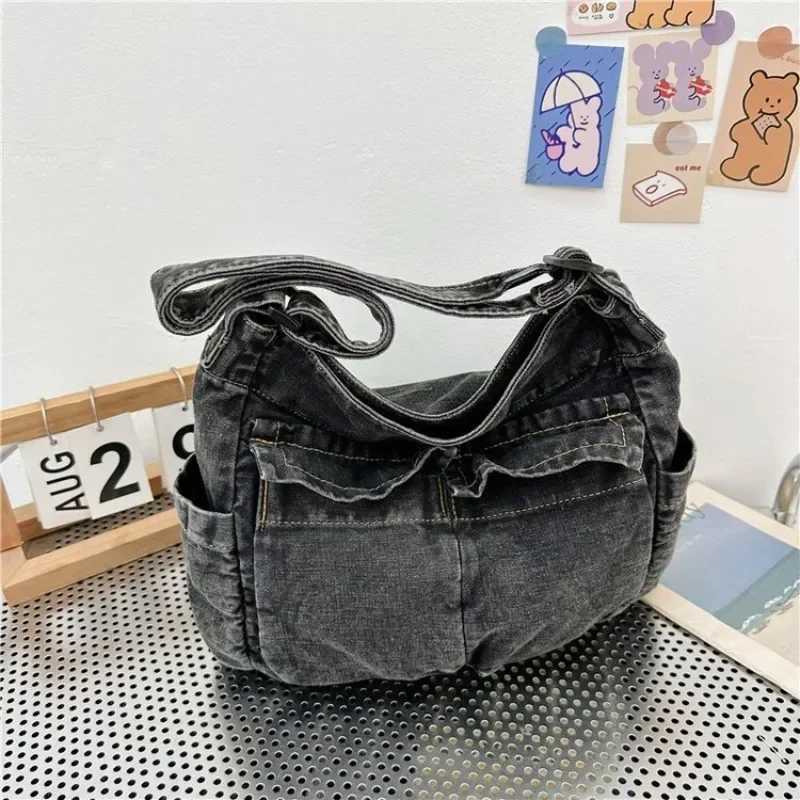 Denim Vintage Messenger Bag for Women Tote Handbag Fashion Jeans Crossbody Shoulder Bag Large Capacity Causal Ladies Satchel Bag W250602