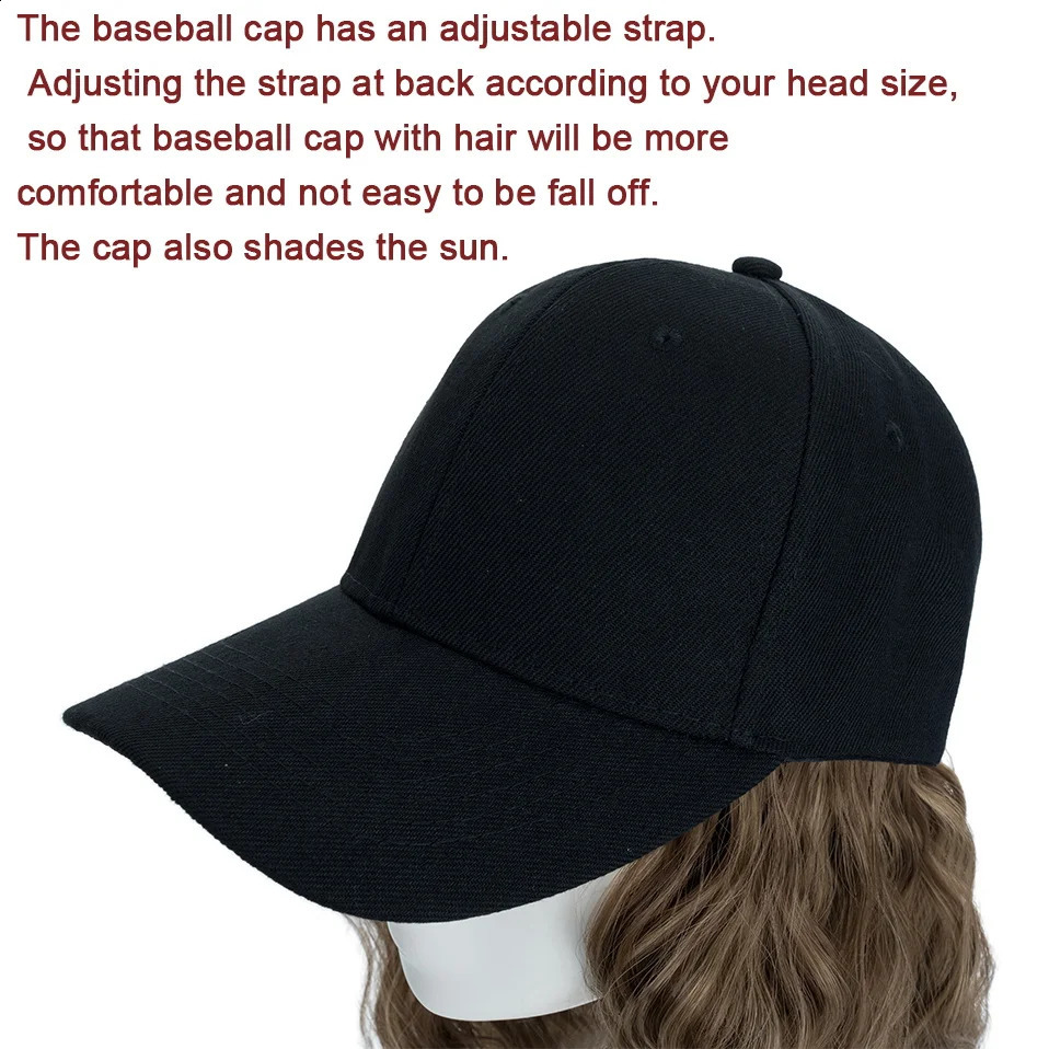 Benehair Hat Wig for Women 8 Inches Wave Baseball Cap Wig with Curly Hair Extensions Wig Synthetic Wave Wig Hat Adjustable Brown 250530