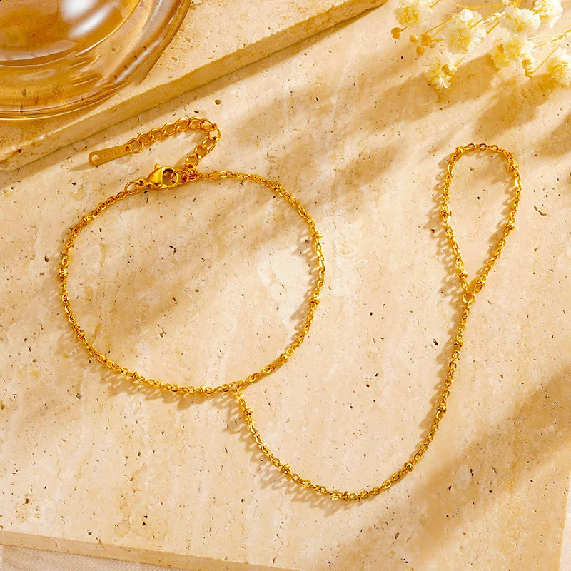 Stainless Steel Gold Color Bracelets Personality n Beaded Finger Chain Minimalist Bracelet For Women Jewelry Friend Gifts 250528