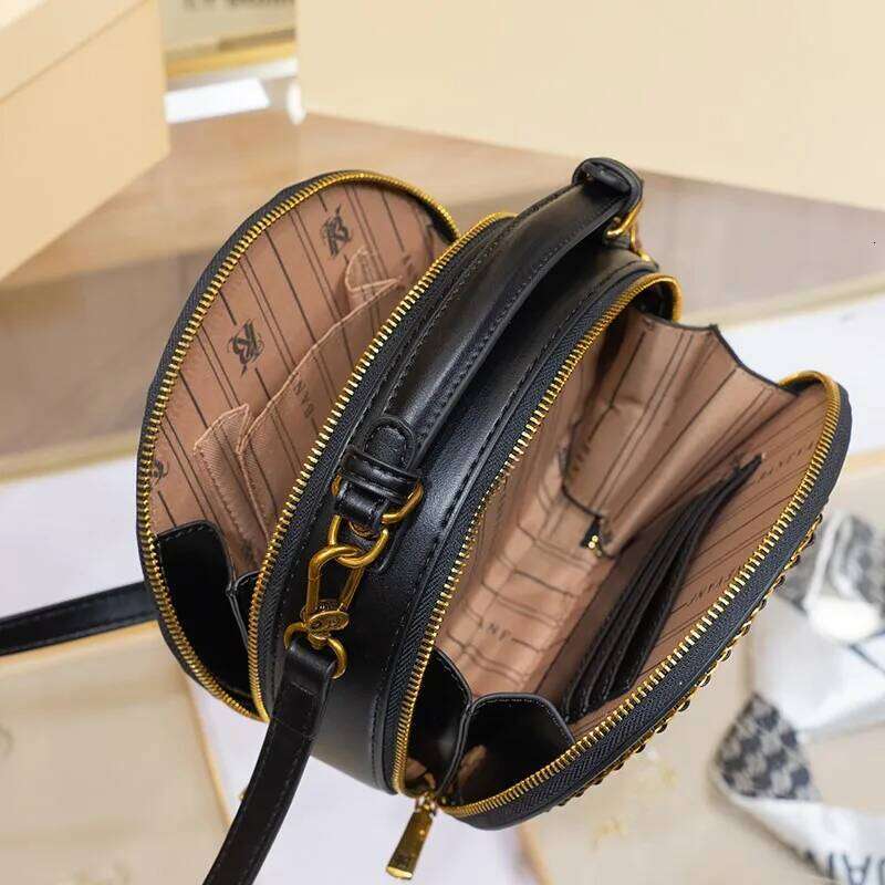 Women's Handbag 2024 New Light Brand Single Shoulder High-End Texture Designer Small Round Bag, Crossbody