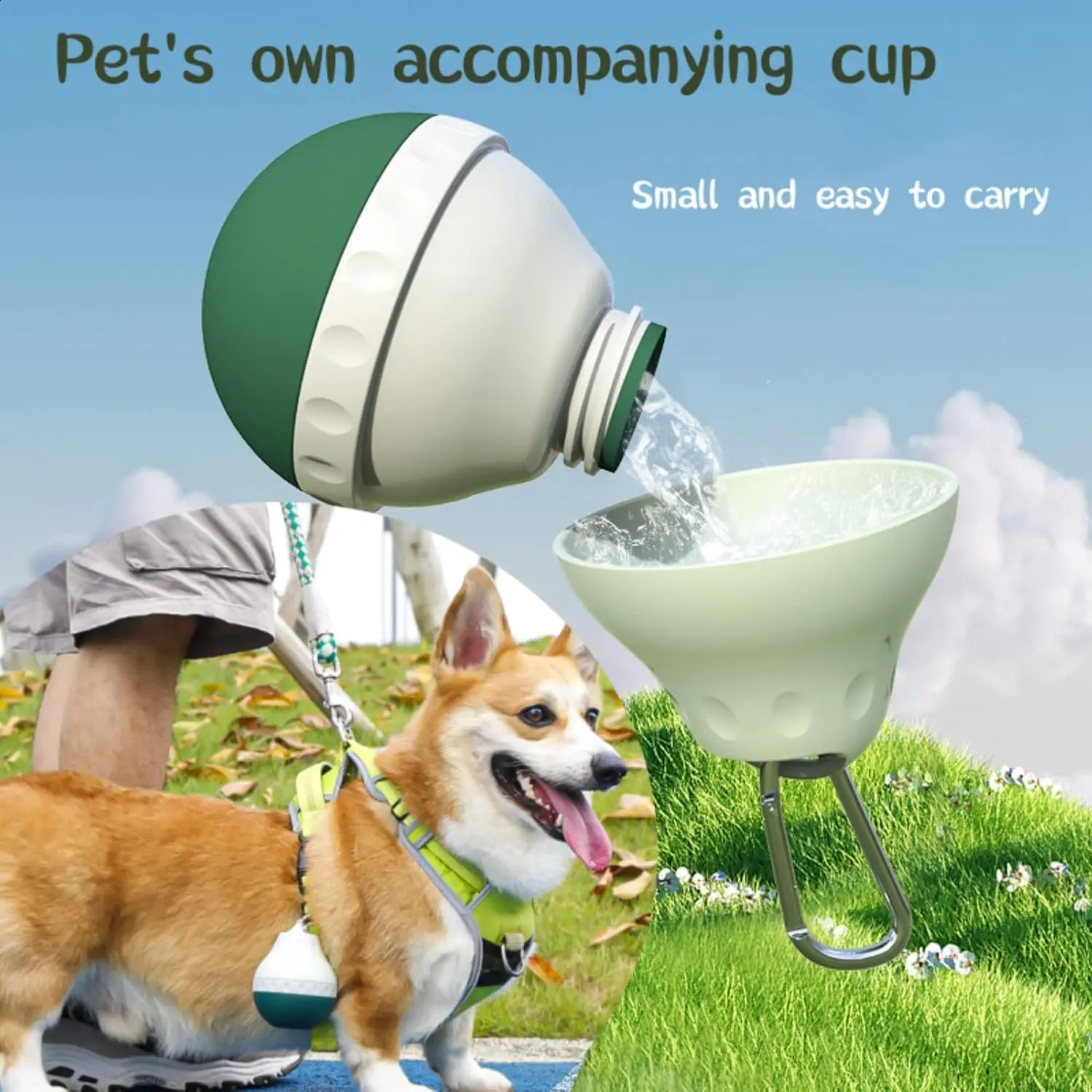 free shipping Outdoor travel portable kettle small silicone companion water cup pet drinking supplies 250527