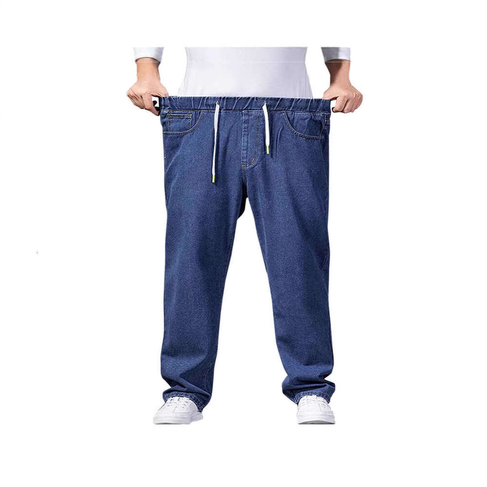 Autumn Thick Jeans For Men, Straight Loose Fit, Wide Leg Elastic Waist B5