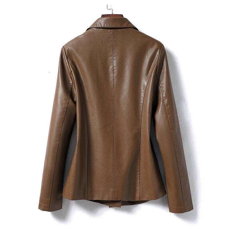 2024 New Women's Sheepskin Leather Jackets Fashion Lapel Collar Single-breasted Office Ladies Slim Casual Short Blazer Coats