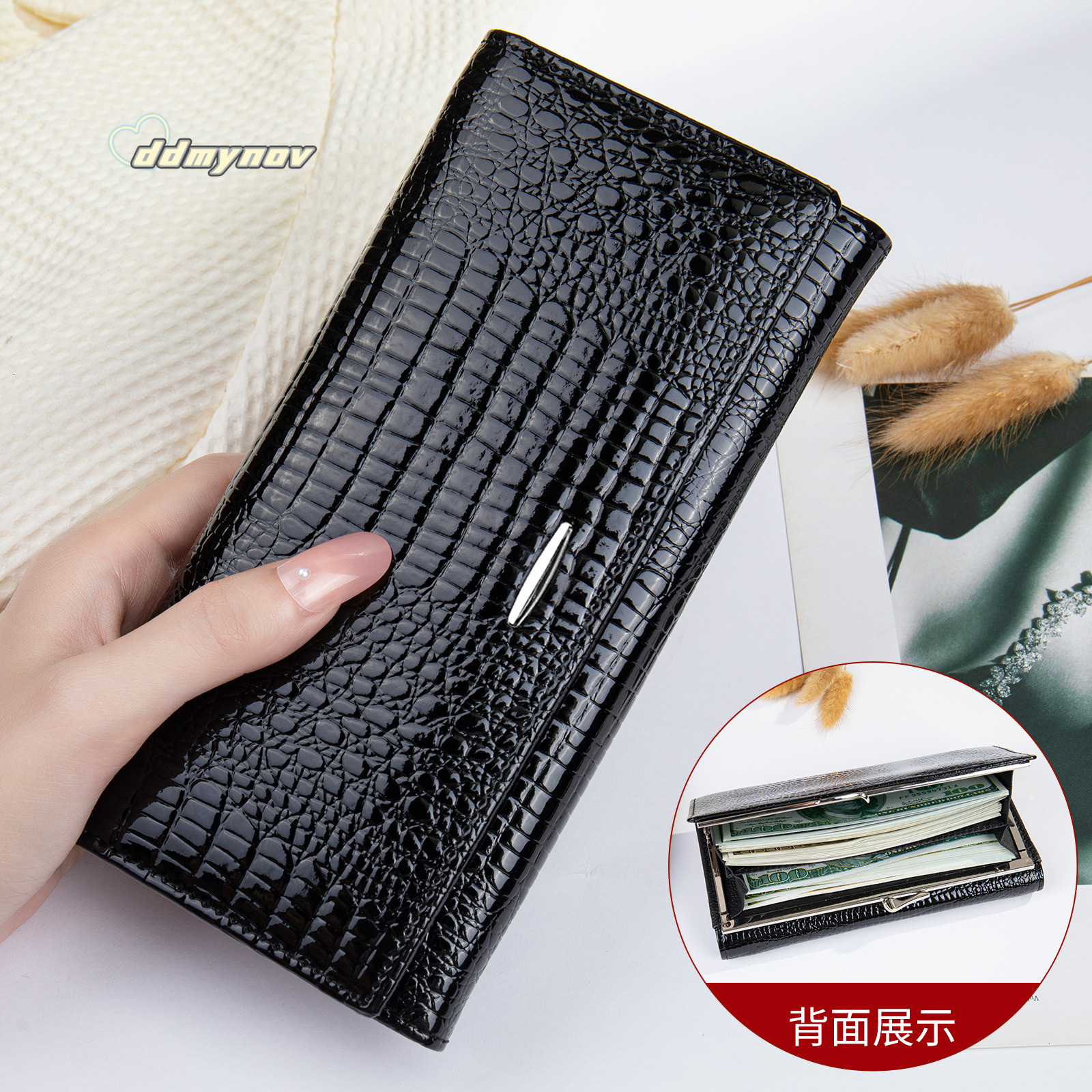 Genuine Leather Small Bag Crocodile Pattern Cowhide Wallet Women's Long Clutch Fashion Handbag ddmynov ddmynov
