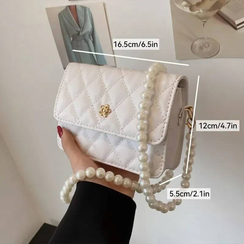 2025 New Women's Handbag, Girls' Fashion Pearl Handbag, Designer Women's Wallet, Elegant Leather Chain Belt Bag, Mini Coin Crossbody Ba