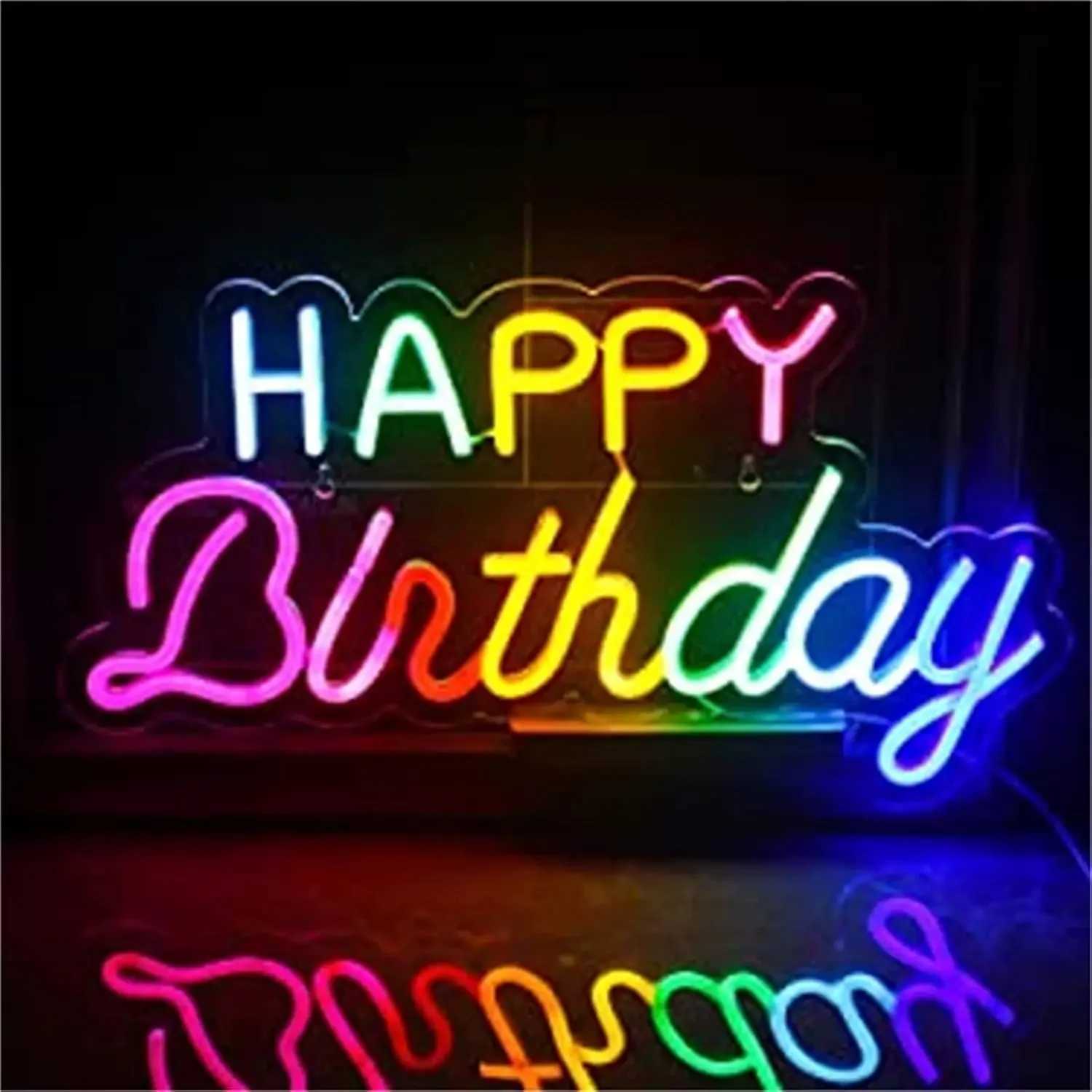 Happy Birthday Neon Sign LED Neon Light for Wall Decoration USB Powered for Bar Club Bedroom Living Room Decor Birthday Gifts XJ250602