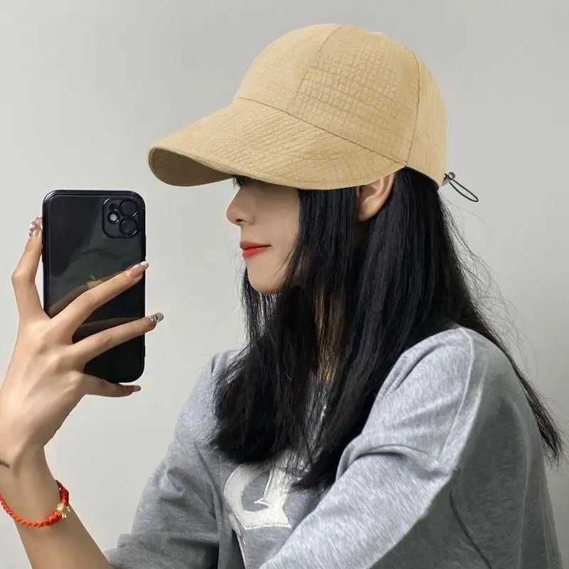 Spring And Summer Women Drawstring Waffle Baseball Cap Fashionable Sun Protection Beach Travel Sun Hat Sports Casual Bucket Hat W250602