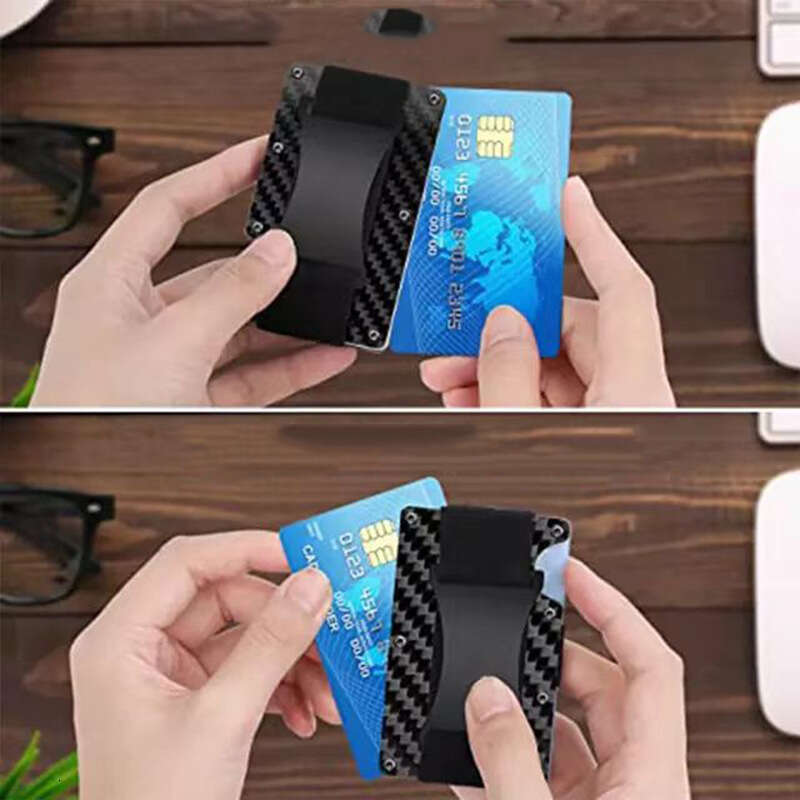 New Metal Card Holder Carbon Fiber Wallet Money Clip RFID Anti-theft Blocking Technology