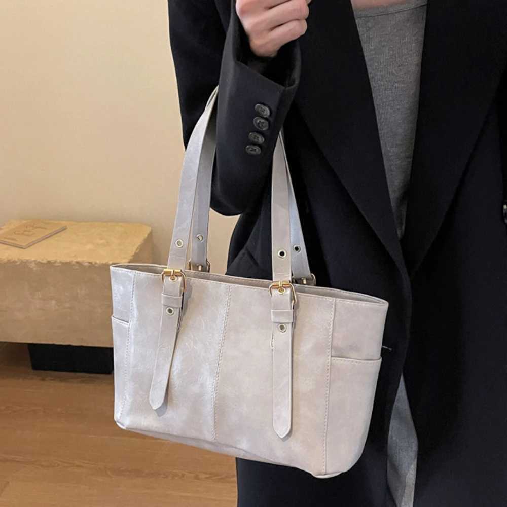 2025 New Korean Retro PU Leather Chain Shoulder Bags Women Fashion Black Large Capacity Female High-quality Handbags Y250603