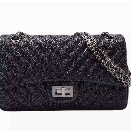 New Tweed Style High-end Feel Single Shoulder Slant Cross Leather Harness Soft Texture Underarm Bag Chain Strap