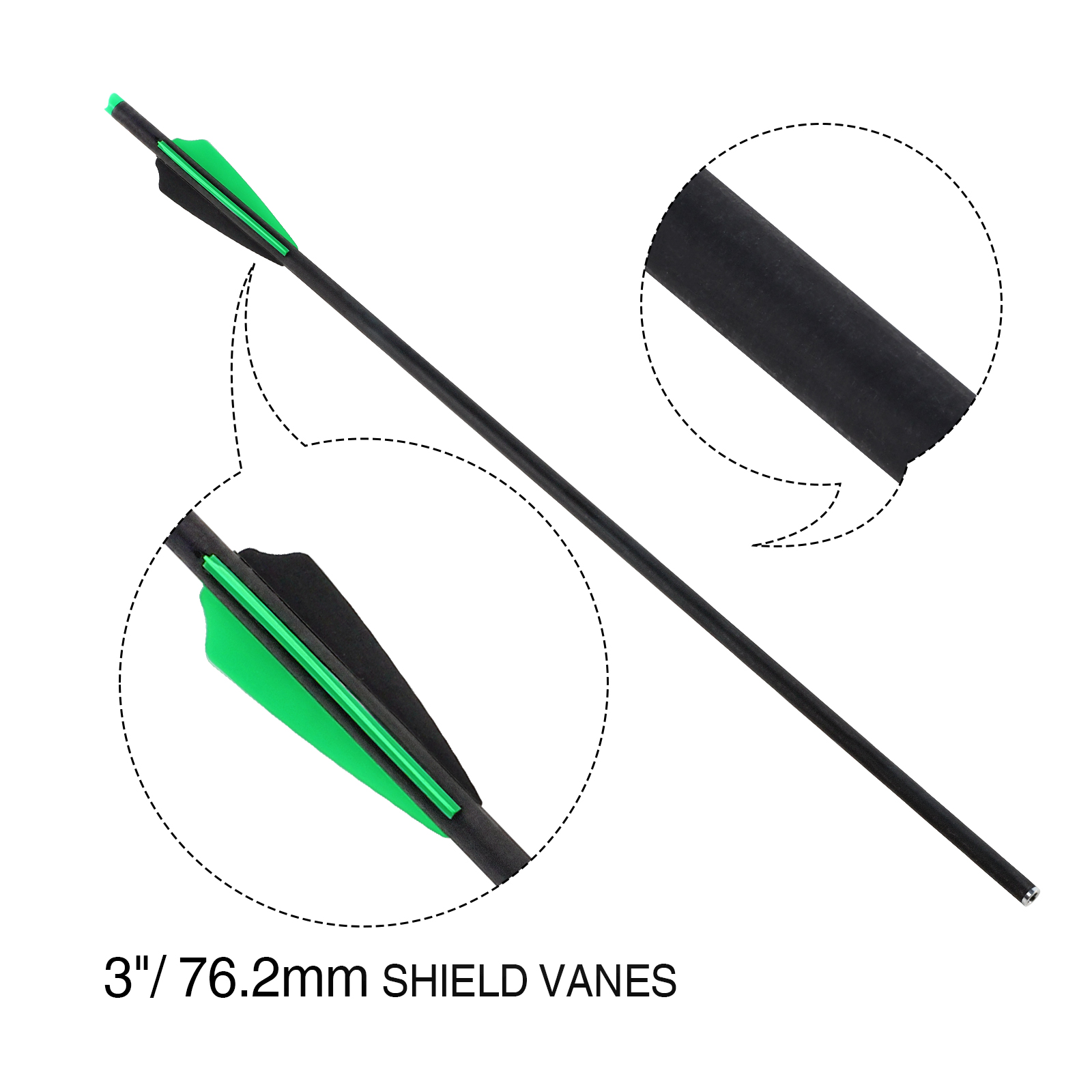 Crossbow Bolts without Arrow Tips 20 inch Carbon Crossbow Arrows Hunting Arrows for Crossbow Arrows Half-Moon Nocks Archery Arrow (Pack of 6)