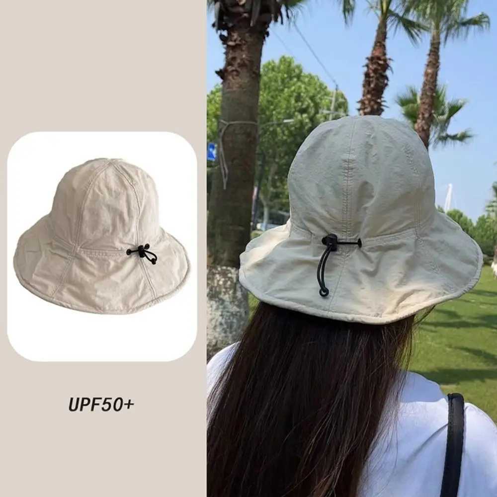 Fashion Waterproof Foldable Bucket Hat UV Protection Portable Outdoor Sun Hat Wide Brim Sunscreen Fisherman Cap for Women W250602