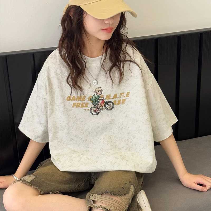 Girls Short Sleeve T-shirt 2025 Summer Outfit New Childrens Tie Dye Printed Top for Girls Fashionable Personalized Versatile T250603