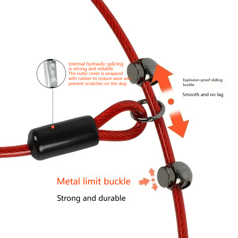 Durable Steel Wire Dog Slip Leash with Comfort Handle - No-Pull Training & Everyday Walking