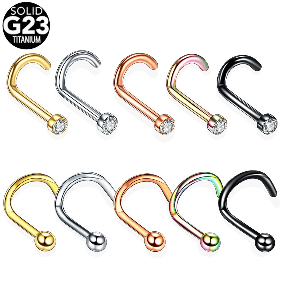 10Pcs/set G23 Zircon Nose Stud Set Nose Piercing Set Nose Ring Nariz Bone Studs Screws for Women Body Piercing Jewelry 250530